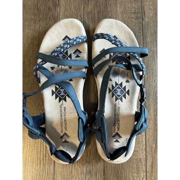 Skechers Regae Slim Navy‎ Blue Strappy Sandals Size 11 - Picture 6 of 8